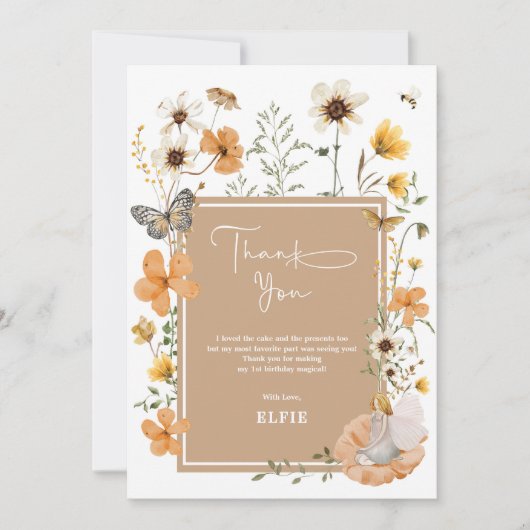 Blonde Fairy Boho Wildblume Garden Girl Dankeskarte (Vorderseite)