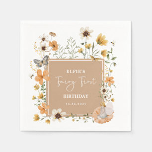 Blonde Fairy Fall Wildblume 1. Geburtstag Party Serviette