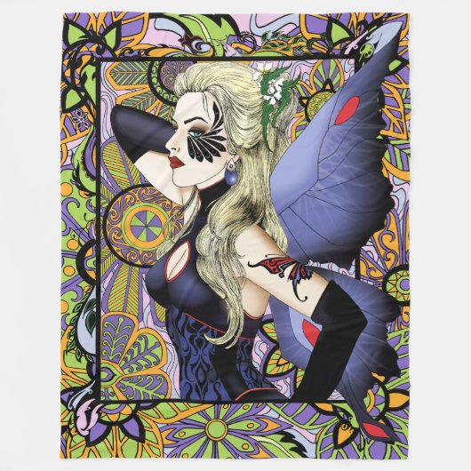 Blonde Fairy Floral Lila Fleecedecke (Vorderseite)