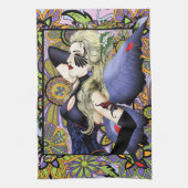 Blonde Fairy Floral Lila Geschirrtuch (Vertikal)