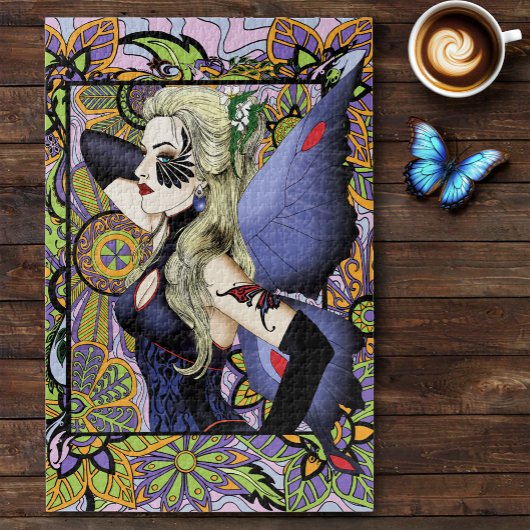 Blonde Fairy Floral Lila Puzzle