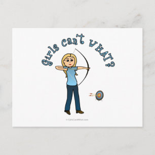 Blonde Female Archery in Blue Postkarte