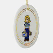Blonde Female EMS Paramedic Ornament (Rechts)