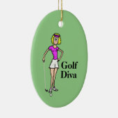 Blonde Female Golfer Keramik Ornament (Rechts)