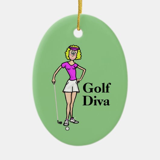 Blonde Female Golfer Keramik Ornament (Vorne)
