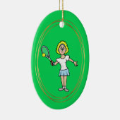 Blonde Female Tennis Spieler Weihnachtsdekoration Keramik Ornament (Rechts)