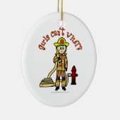 Blonde Feuerwehrmädchen Keramik Ornament (Rechts)