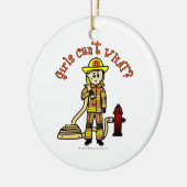 Blonde Feuerwehrmädchen Keramik Ornament (Links)