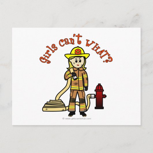 Blonde Firefighter Girl Postkarte (Vorderseite)