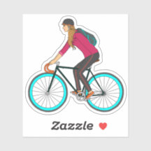 Blonde Fixie Girl Sticker_3x3