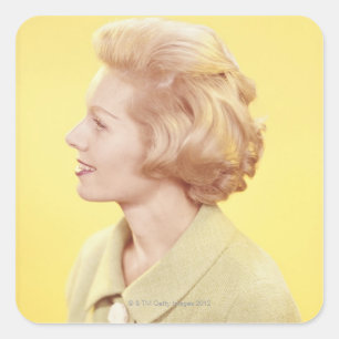 Blonde Frau 2 Quadratischer Aufkleber