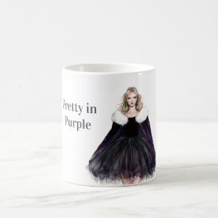 Blonde Frau Hübsch in Lila Kleid Kaffeetasse