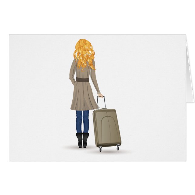 Blonde Frau mit Koffer (Vorderseite (Horizontal))