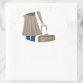Blonde Frau mit Suitcase Ovaler Aufkleber (Tasche)