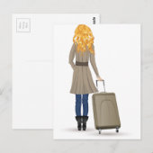 Blonde Frau mit Suitcase Postkarte (Vorne/Hinten)