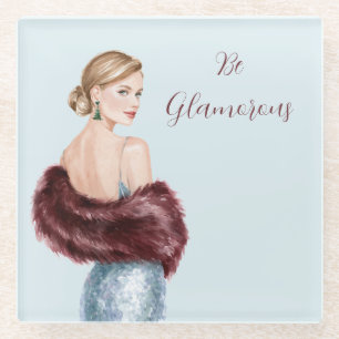 Blonde Frau sei glamourös Glasuntersetzer