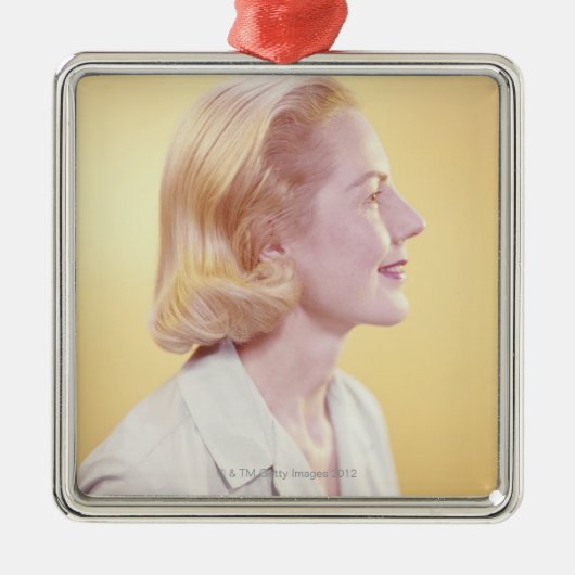 Blonde Frau Silbernes Ornament (Vorne)