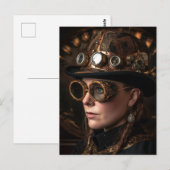 Blonde Frau Steampunk Mode Postkarte (Vorne/Hinten)