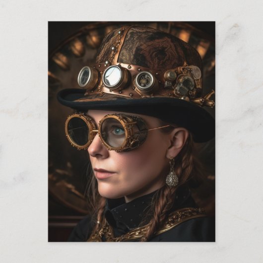 Blonde Frau Steampunk Mode Postkarte (Vorderseite)