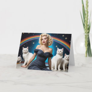 Blonde Frau Weiße Katzen Leer Innen Für Jeden Anla Karte