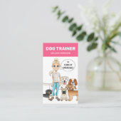 Blonde Girl and Hunde personalizable Dog Trainer Visitenkarte (Stehend Vorderseite)