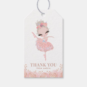 Blonde Girl Ballerina in rosa Kleid Geburtstag Geschenkanhänger