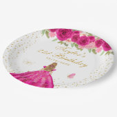 Blonde Girl Birthday Party Pappteller (Schrägansicht)