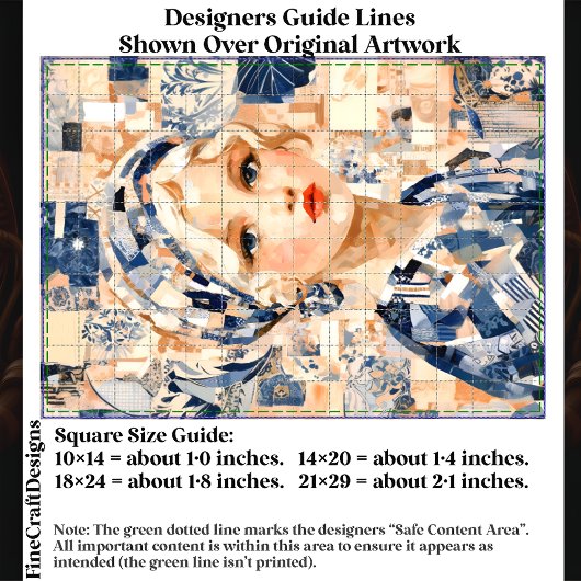 Blonde Girl, Blue & Cream Patchwork EC2R Decoupage Seidenpapier