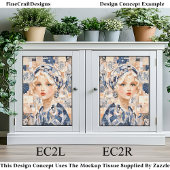 Blonde Girl, Blue & Cream Patchwork EC2R Decoupage Seidenpapier