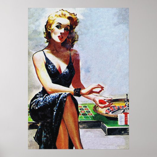 Blonde Girl Casino Vintage Pullverdeckung Poster (Vorne)