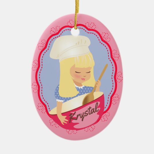 Blonde Girl-Cute, Chefkoch Baker Personalized Chri Keramik Ornament (Vorne)