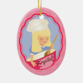 Blonde Girl-Cute, Chefkoch Baker Personalized Chri Keramik Ornament (Hinten)