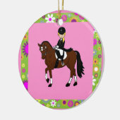 Blonde Girl Dressurreiter Karikatur Keramikornament (Links)