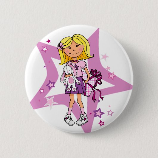 Blonde Girl Haar mit Geschenksstarre Button (Vorderseite)