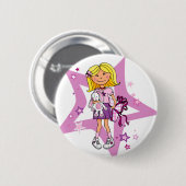Blonde Girl Haar mit Geschenksstarre Button (Vorne & Hinten)