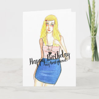 Blonde Girl Happy Birthday Best Friend Karte