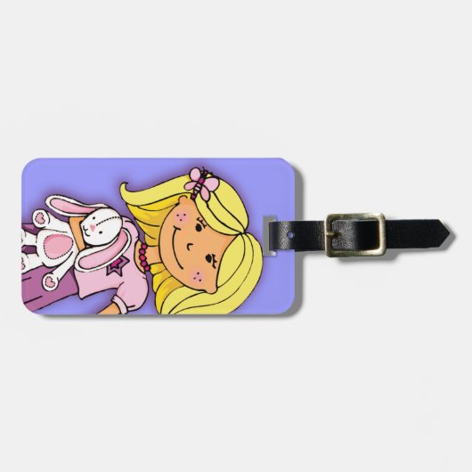 Blonde Girl lila, sonnige Kinder mit Namen Gepäckm Gepäckanhänger (Vorderseite horizontal)