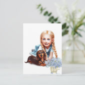 Blonde Girl mit Dackel Puppy Postkarte (Stehend Vorderseite)