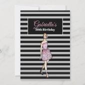 Blonde Girl mit rosa Rosen Cocktailkleid Einladung (Rückseite)