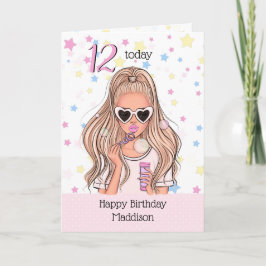 Blonde Girl mit Seifenblase Happy Birthday Card Feiertagskarte