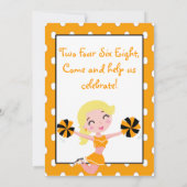 Blonde Girl Orange Black Cheerleader Einladungen (Rückseite)