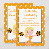 Blonde Girl Orange Black Cheerleader Einladungen (Vorne/Hinten)