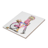 Blonde Girl Pink Bicycle Tile Fliese (Seite)