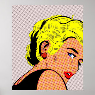 Blonde Girl Pop Kunst Frau Vintages Comic Girl Pop Poster