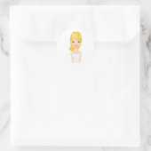 Blonde Girl Runder Aufkleber (Tasche)