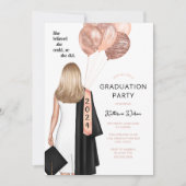 Blonde Girl She glaubte Blush Graduation Party Einladung (Vorderseite)