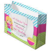 Blonde Girl Sleepover Slumber Party Geburtstag Große Geschenktüte (Vorderseite Schrägansicht)