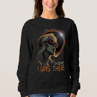 Blonde Girl Total Solar Eclipse 2024 Ohio Sweatshirt