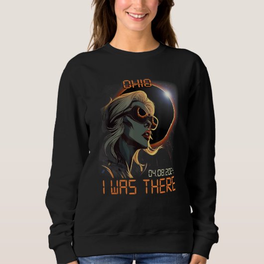 Blonde Girl Total Solar Eclipse 2024 Ohio Sweatshirt (Vorderseite)