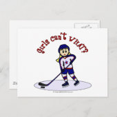 Blonde Girls Hockey Player Postkarte (Vorne/Hinten)